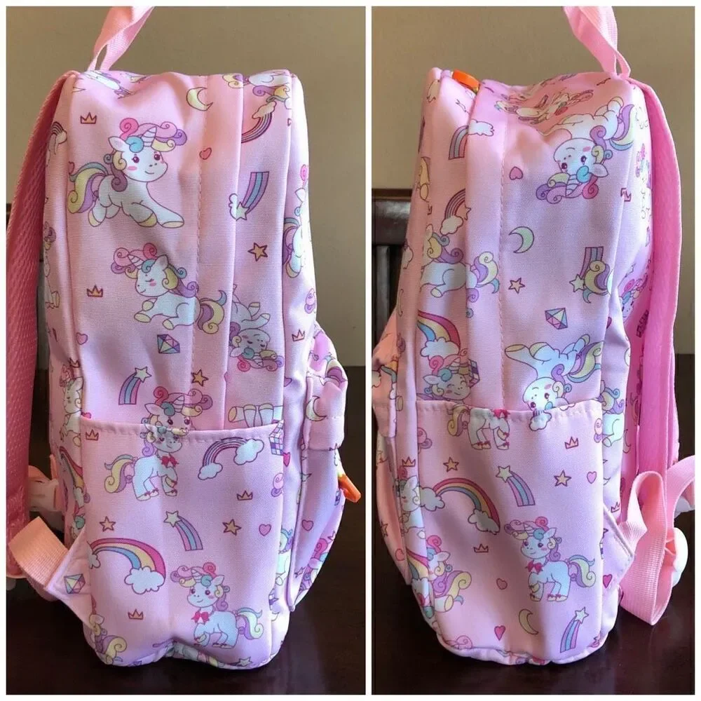 ACCMOR - NWT - Little Girls Canvas Backpack. Rainbows & Unicorns/Pink & Lavender